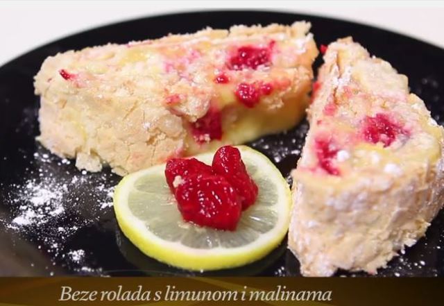 Video recept: Beze rolada sa limunom i malinama